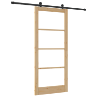 Produktbild för Skjutdörr ORKDAL Naturfärg 93 x 211 cm Massivt tallträ och glas