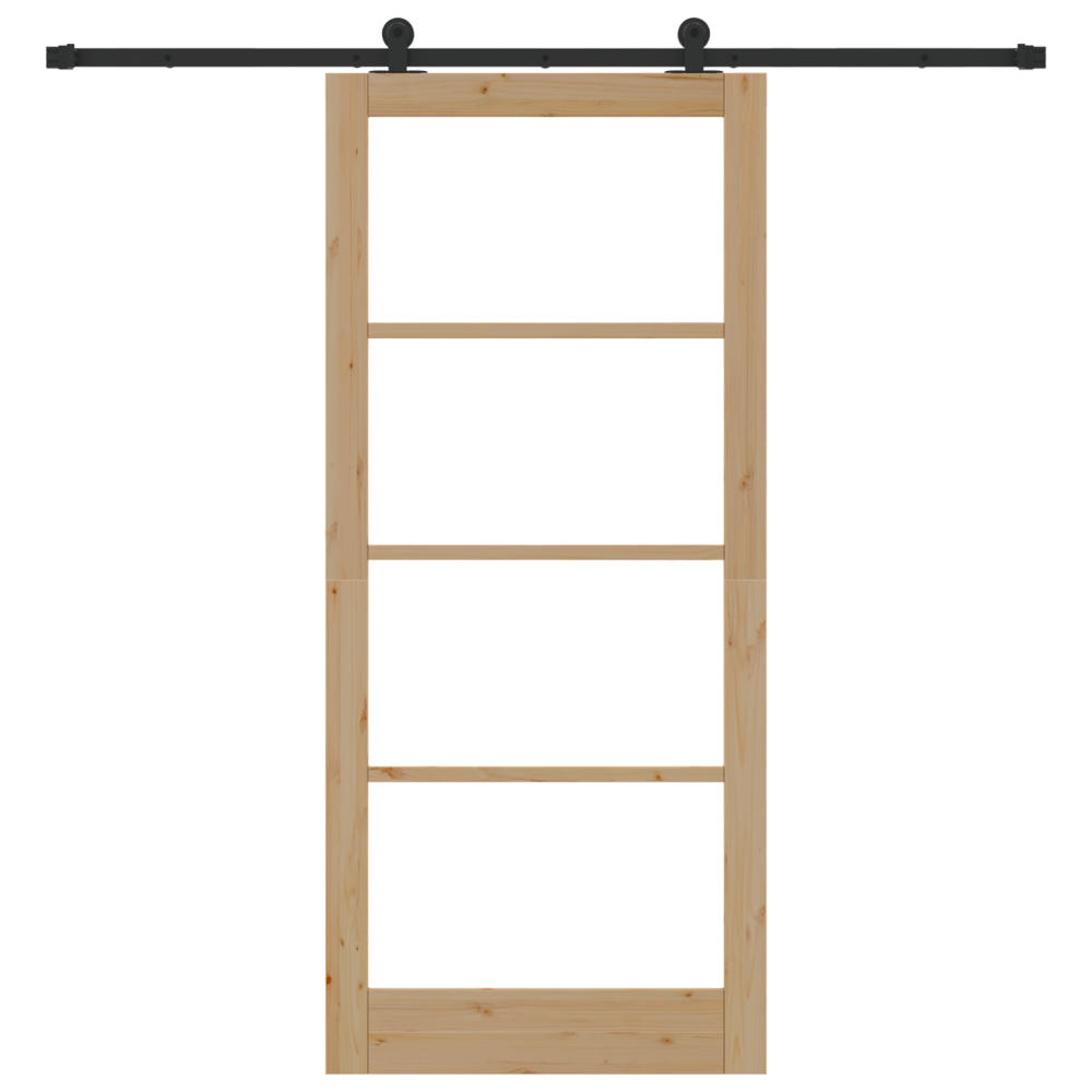 Produktbild för Skjutdörr ORKDAL Naturfärg 93 x 211 cm Massivt tallträ och glas
