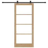 Produktbild för Skjutdörr ORKDAL Naturfärg 93 x 211 cm Massivt tallträ och glas