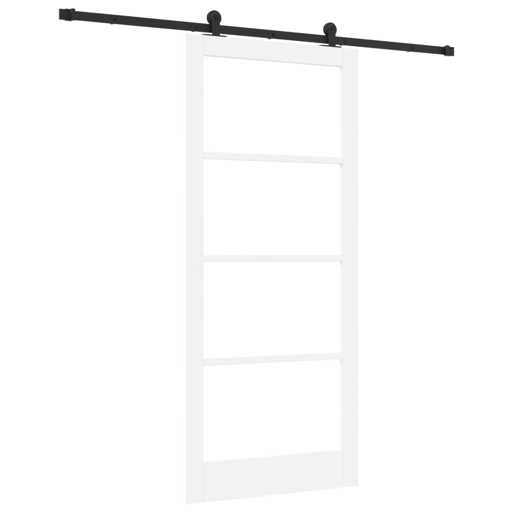 Produktbild för Skjutdörr ORKDAL Vit 93 x 211 cm Massivt tallträ och glas