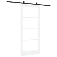 Produktbild för Skjutdörr ORKDAL Vit 93 x 211 cm Massivt tallträ och glas