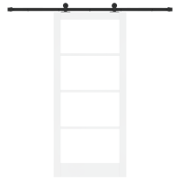 Produktbild för Skjutdörr ORKDAL Vit 93 x 211 cm Massivt tallträ och glas