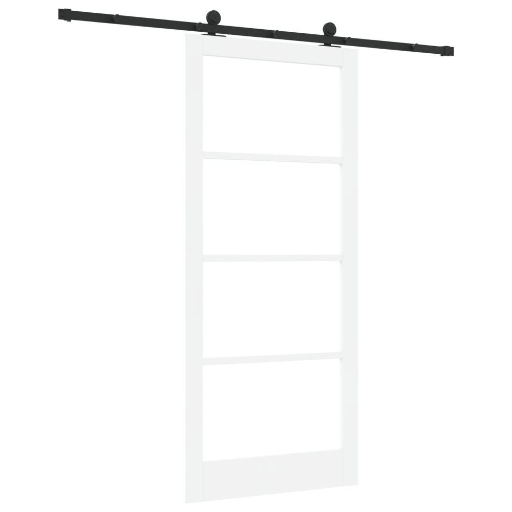 Produktbild för Skjutdörr ORKDAL Vit 93 x 211 cm Massivt tallträ och glas