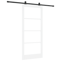 Produktbild för Skjutdörr ORKDAL Vit 93 x 211 cm Massivt tallträ och glas