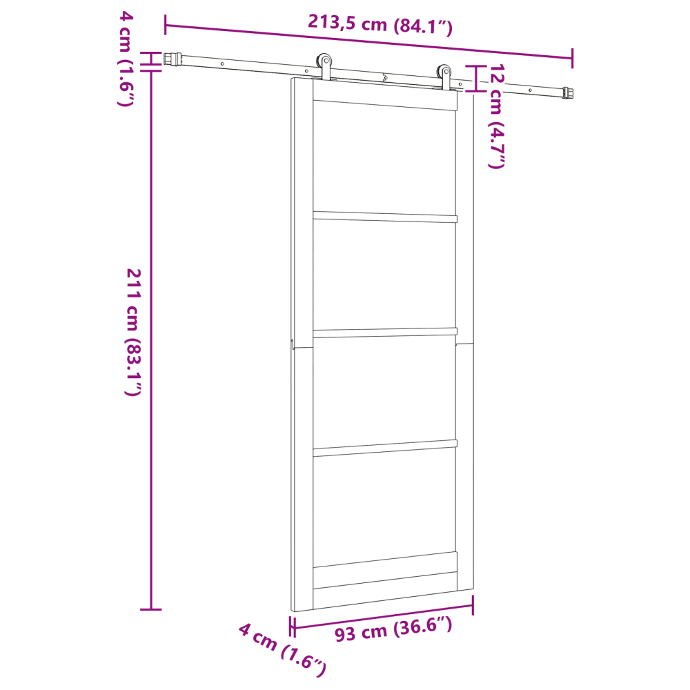 Produktbild för Skjutdörr ORKDAL Naturfärg 93 x 232 cm Massivt tallträ och glas