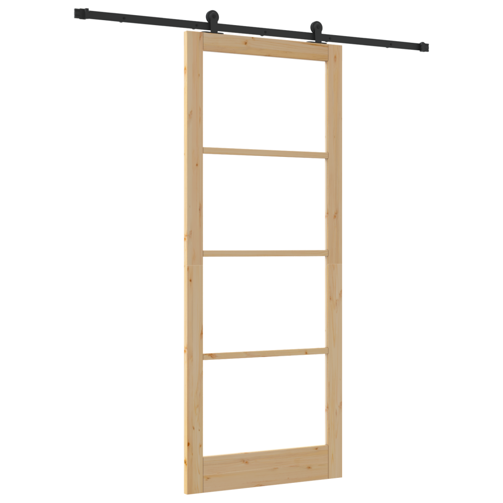 Produktbild för Skjutdörr ORKDAL Naturfärg 93 x 232 cm Massivt tallträ och glas