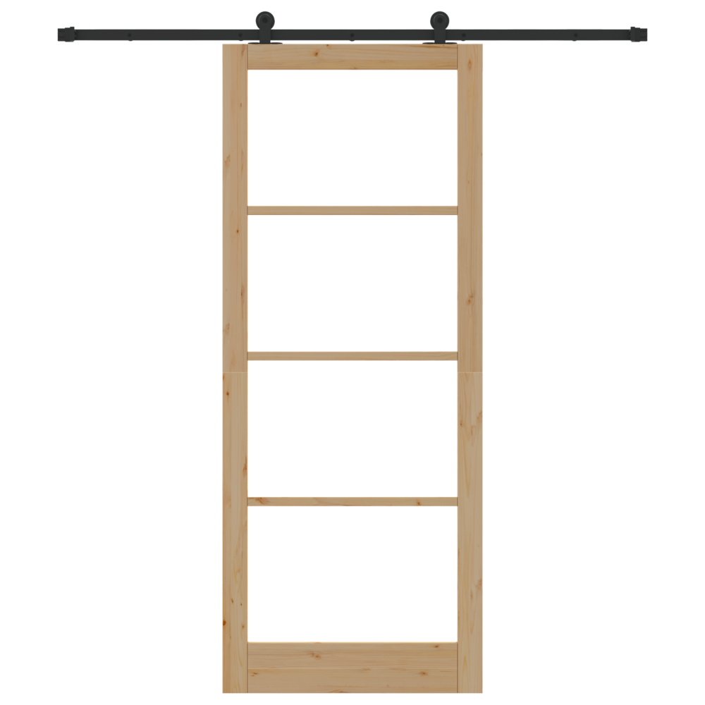 Produktbild för Skjutdörr ORKDAL Naturfärg 93 x 232 cm Massivt tallträ och glas