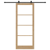 Produktbild för Skjutdörr ORKDAL Naturfärg 93 x 232 cm Massivt tallträ och glas