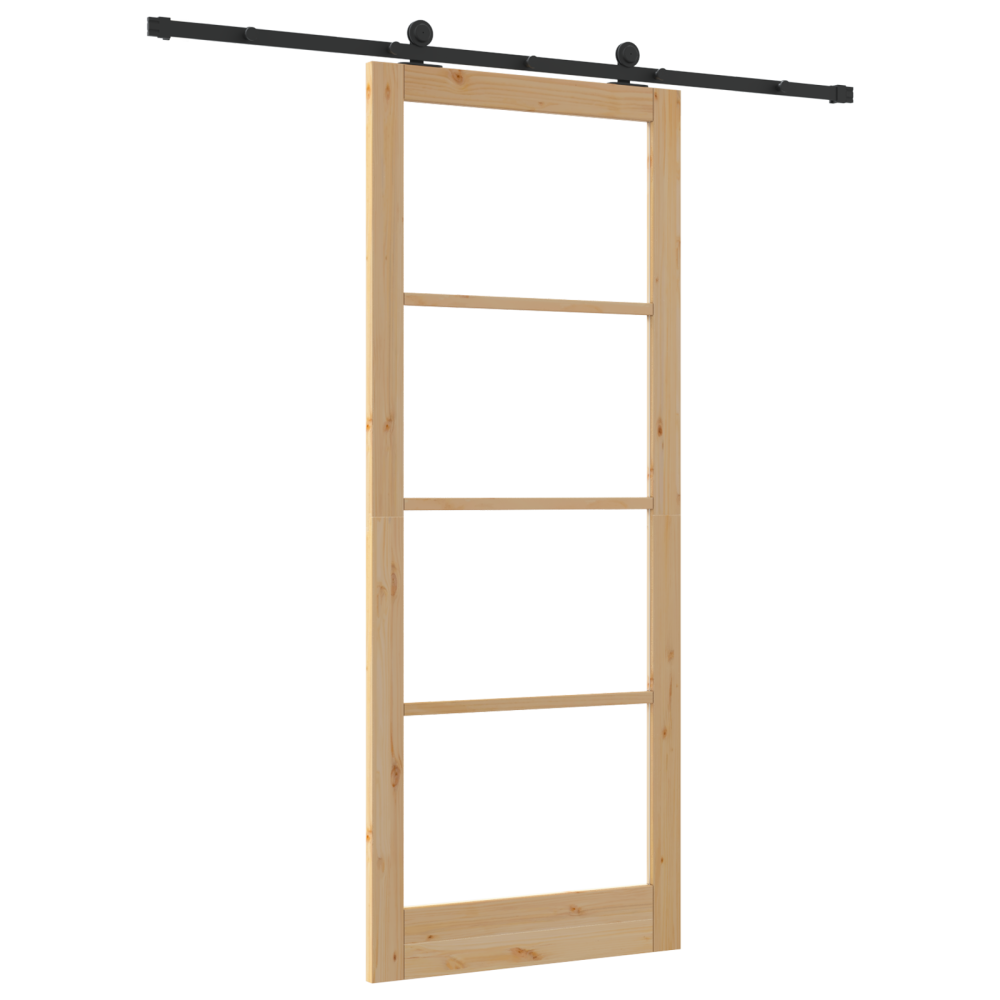 Produktbild för Skjutdörr ORKDAL Naturfärg 93 x 232 cm Massivt tallträ och glas