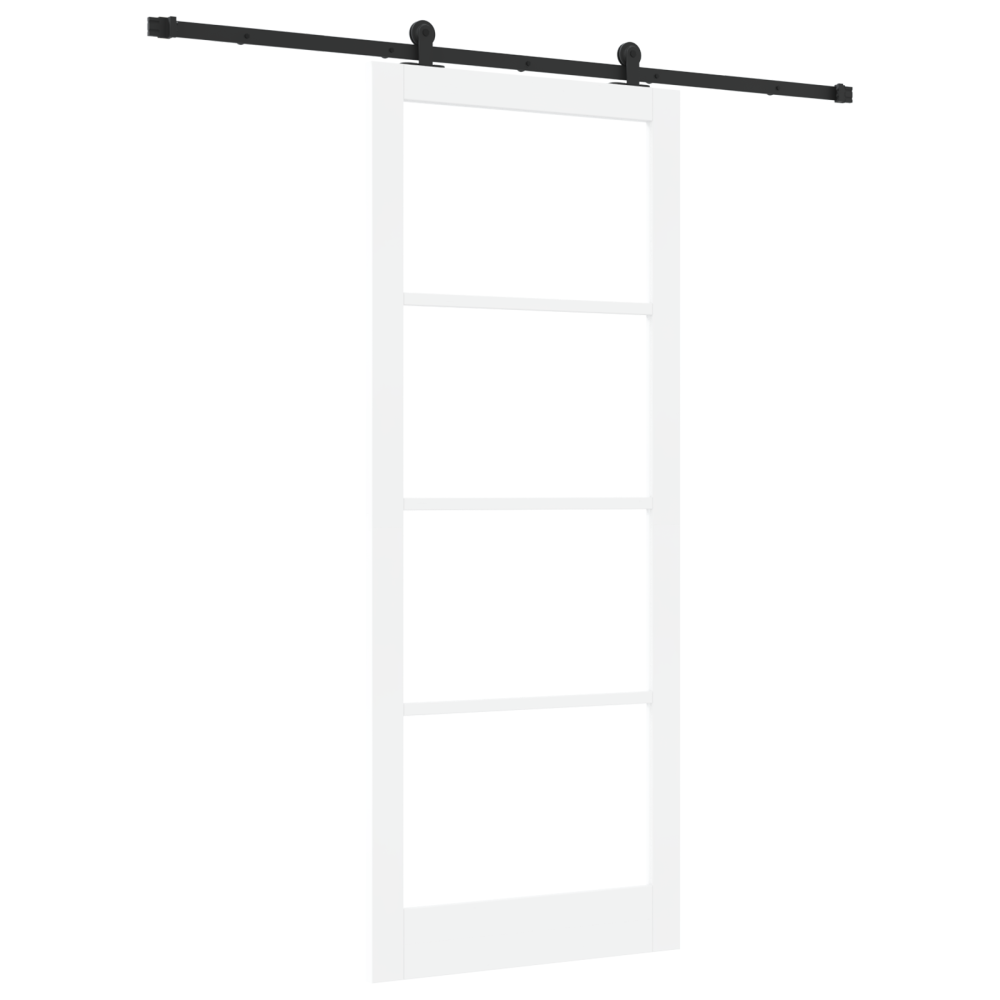 Produktbild för Skjutdörr ORKDAL Vit 93 x 232 cm Massivt tallträ och glas