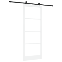 Produktbild för Skjutdörr ORKDAL Vit 93 x 232 cm Massivt tallträ och glas