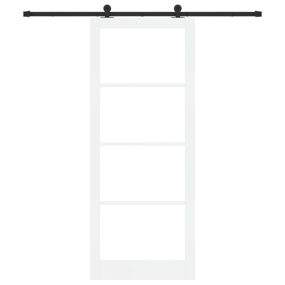 Produktbild för Skjutdörr ORKDAL Vit 93 x 232 cm Massivt tallträ och glas