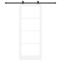 Produktbild för Skjutdörr ORKDAL Vit 93 x 232 cm Massivt tallträ och glas