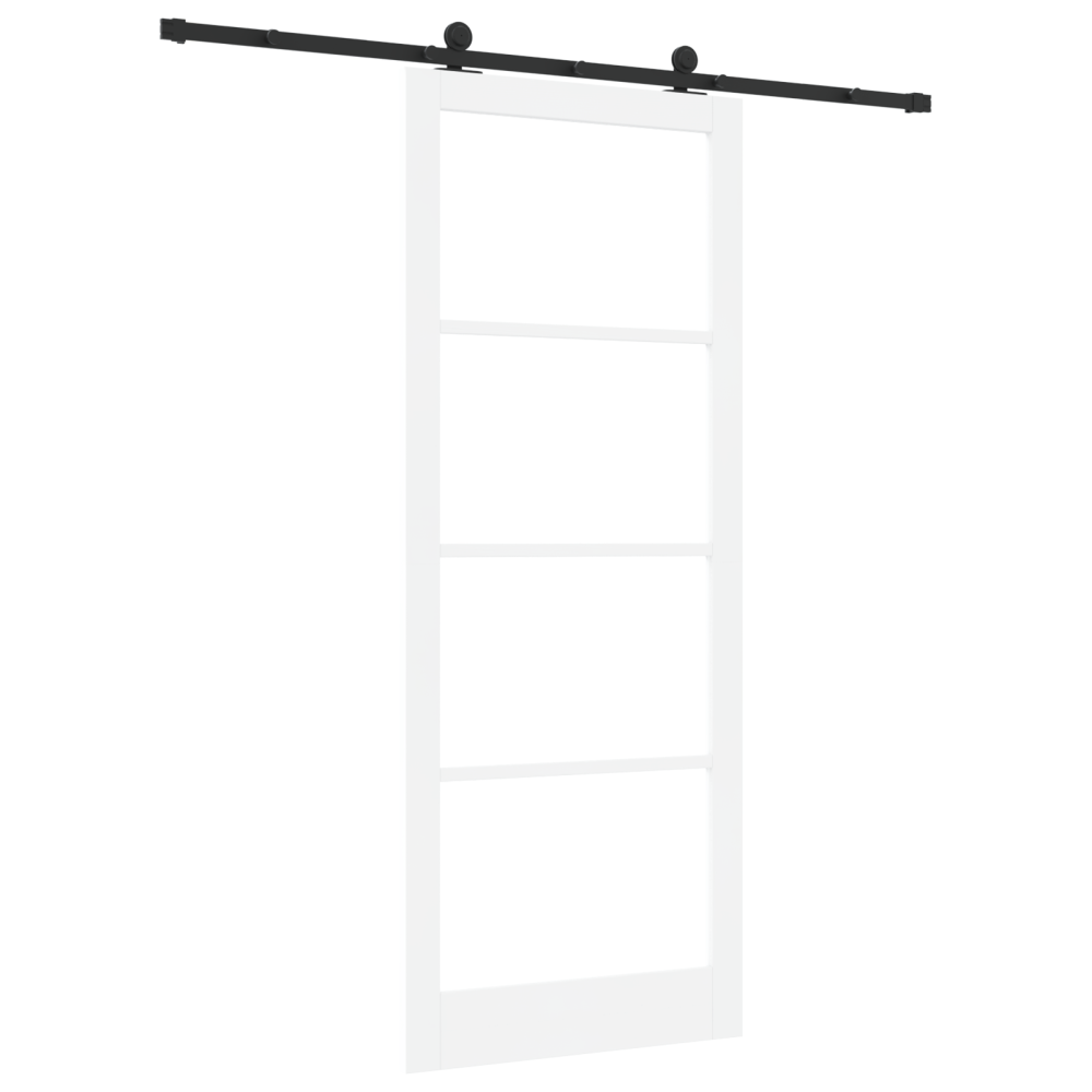 Produktbild för Skjutdörr ORKDAL Vit 93 x 232 cm Massivt tallträ och glas