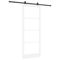 Produktbild för Skjutdörr ORKDAL Vit 93 x 232 cm Massivt tallträ och glas