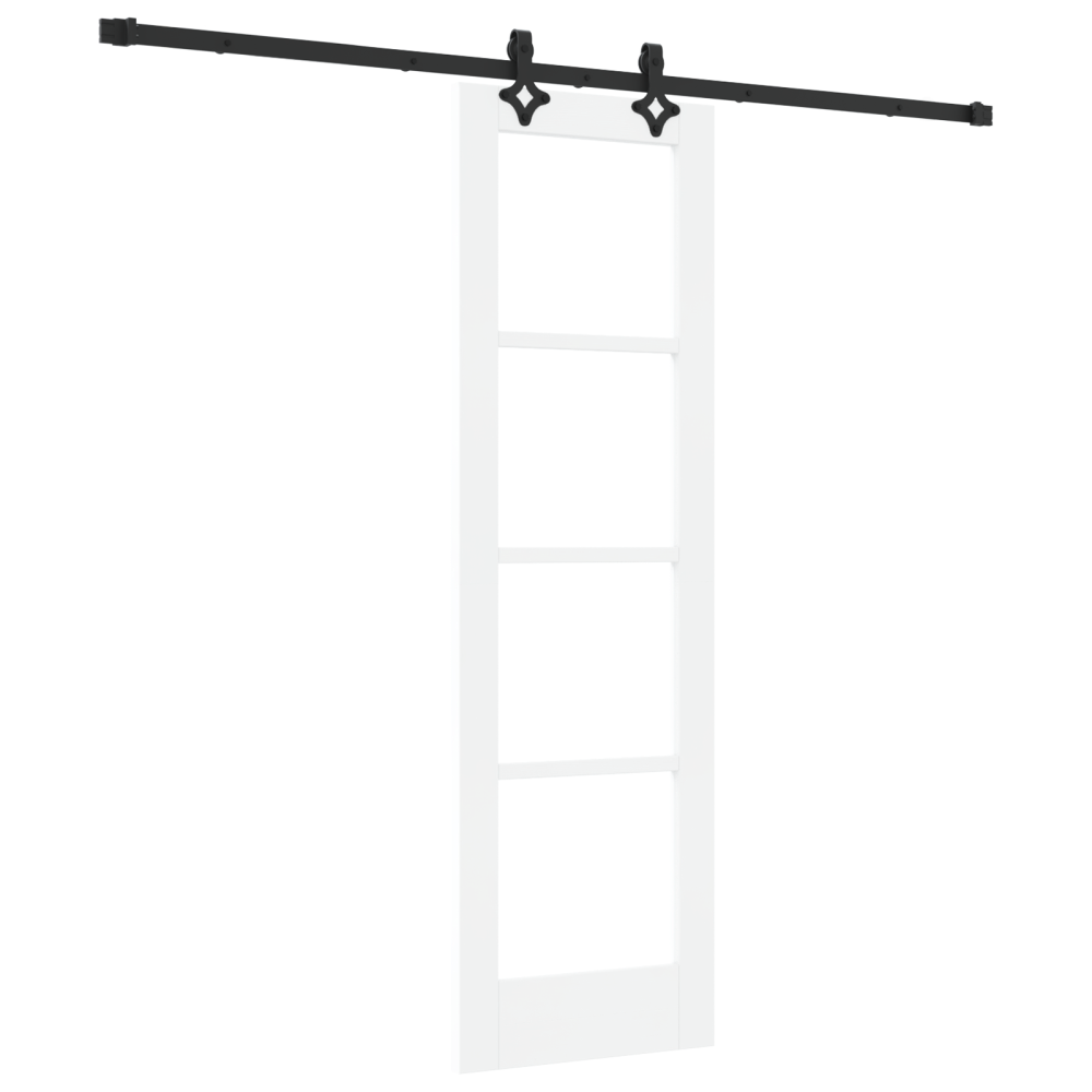 Produktbild för Skjutdörr Vit 61 x 198,5 cm Massivt tallträ och glas