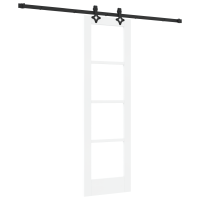Produktbild för Skjutdörr Vit 61 x 198,5 cm Massivt tallträ och glas