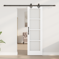 Produktbild för Skjutdörr Vit 61 x 198,5 cm Massivt tallträ och glas