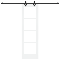 Produktbild för Skjutdörr Vit 61 x 198,5 cm Massivt tallträ och glas