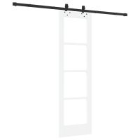 Produktbild för Skjutdörr Vit 61 x 198,5 cm Massivt tallträ och glas