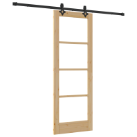Produktbild för Skjutdörr Naturfärg 73,5 x 198,5 cm Massivt tallträ och glas
