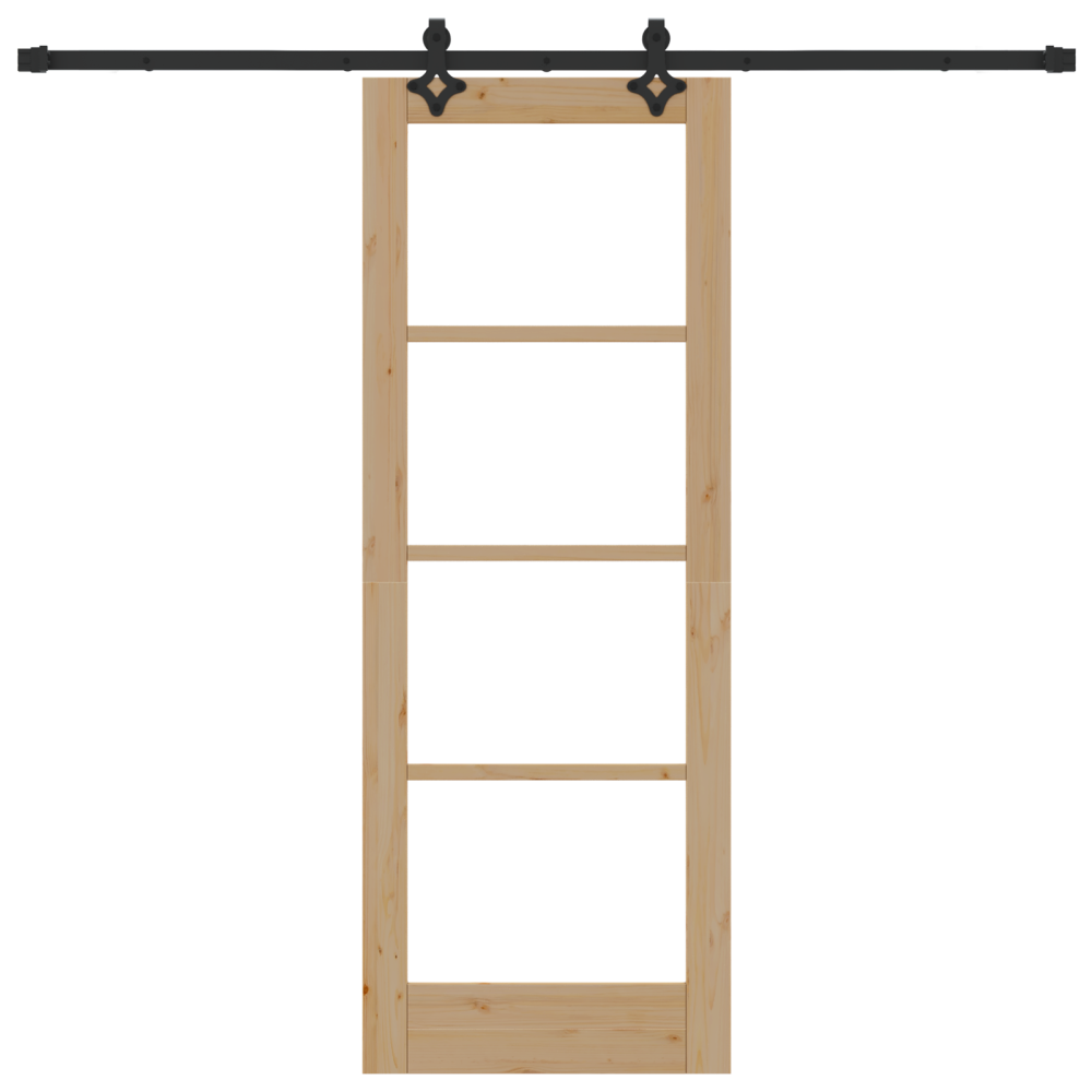 Produktbild för Skjutdörr Naturfärg 73,5 x 198,5 cm Massivt tallträ och glas