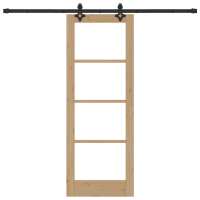 Produktbild för Skjutdörr Naturfärg 73,5 x 198,5 cm Massivt tallträ och glas