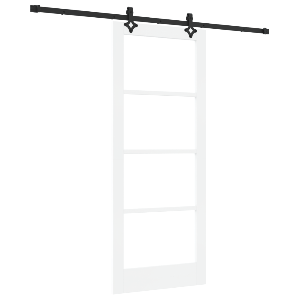 Produktbild för Skjutdörr Vit 83 x 202 cm Massivt tallträ och glas