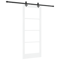 Produktbild för Skjutdörr Vit 83 x 202 cm Massivt tallträ och glas