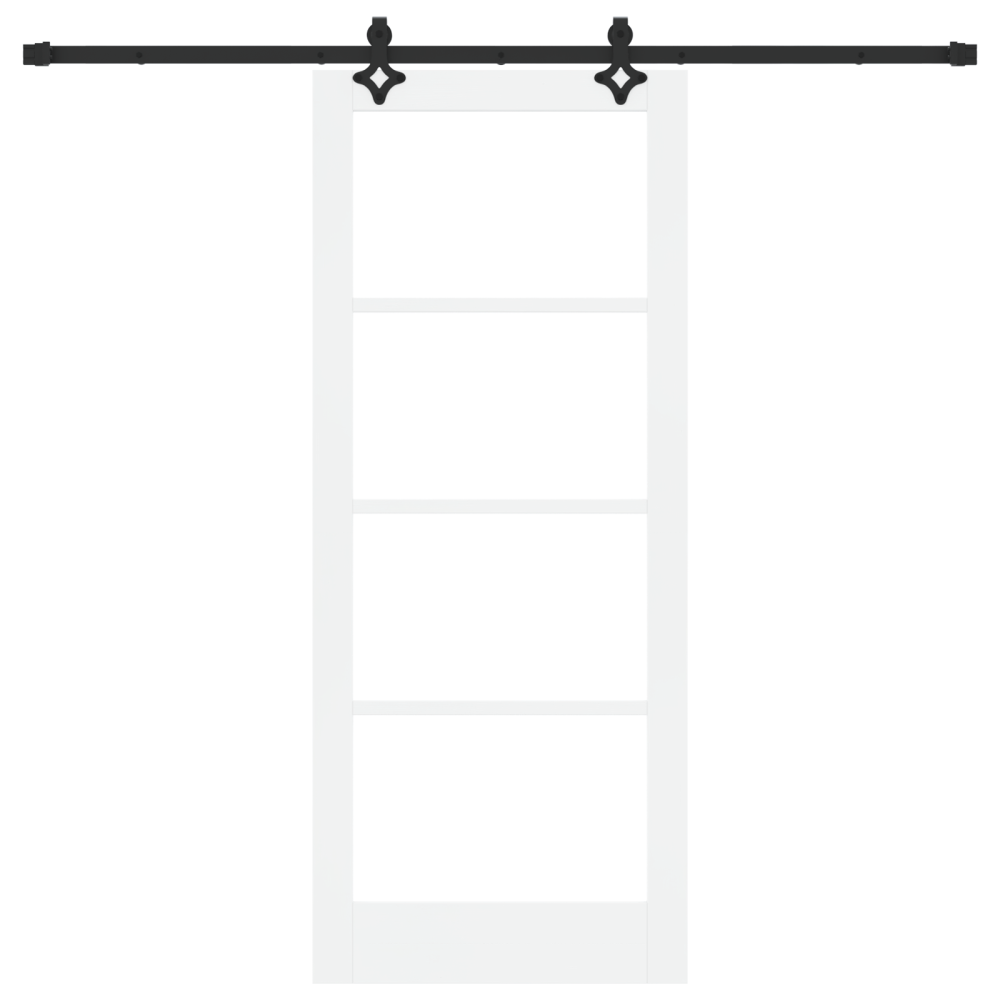 Produktbild för Skjutdörr Vit 83 x 202 cm Massivt tallträ och glas