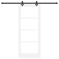 Produktbild för Skjutdörr Vit 83 x 202 cm Massivt tallträ och glas