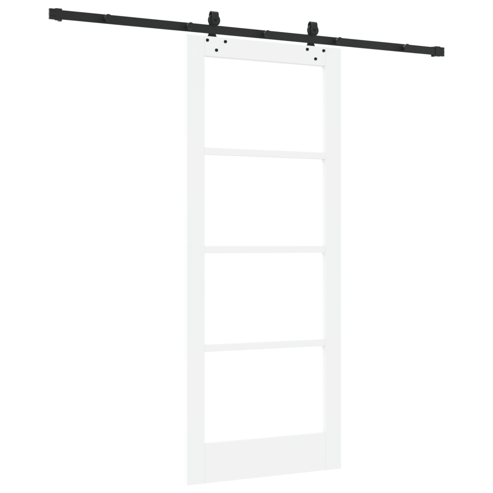 Produktbild för Skjutdörr Vit 83 x 202 cm Massivt tallträ och glas