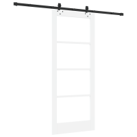Produktbild för Skjutdörr Vit 83 x 202 cm Massivt tallträ och glas
