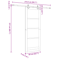 Produktbild för Skjutdörr Vit 83 x 211 cm Massivt tallträ och glas
