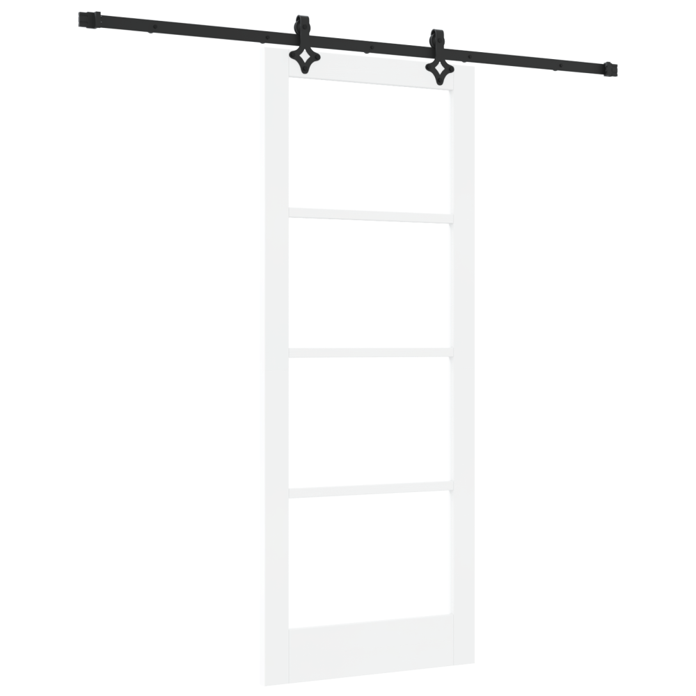 Produktbild för Skjutdörr Vit 83 x 211 cm Massivt tallträ och glas