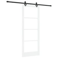 Produktbild för Skjutdörr Vit 83 x 211 cm Massivt tallträ och glas