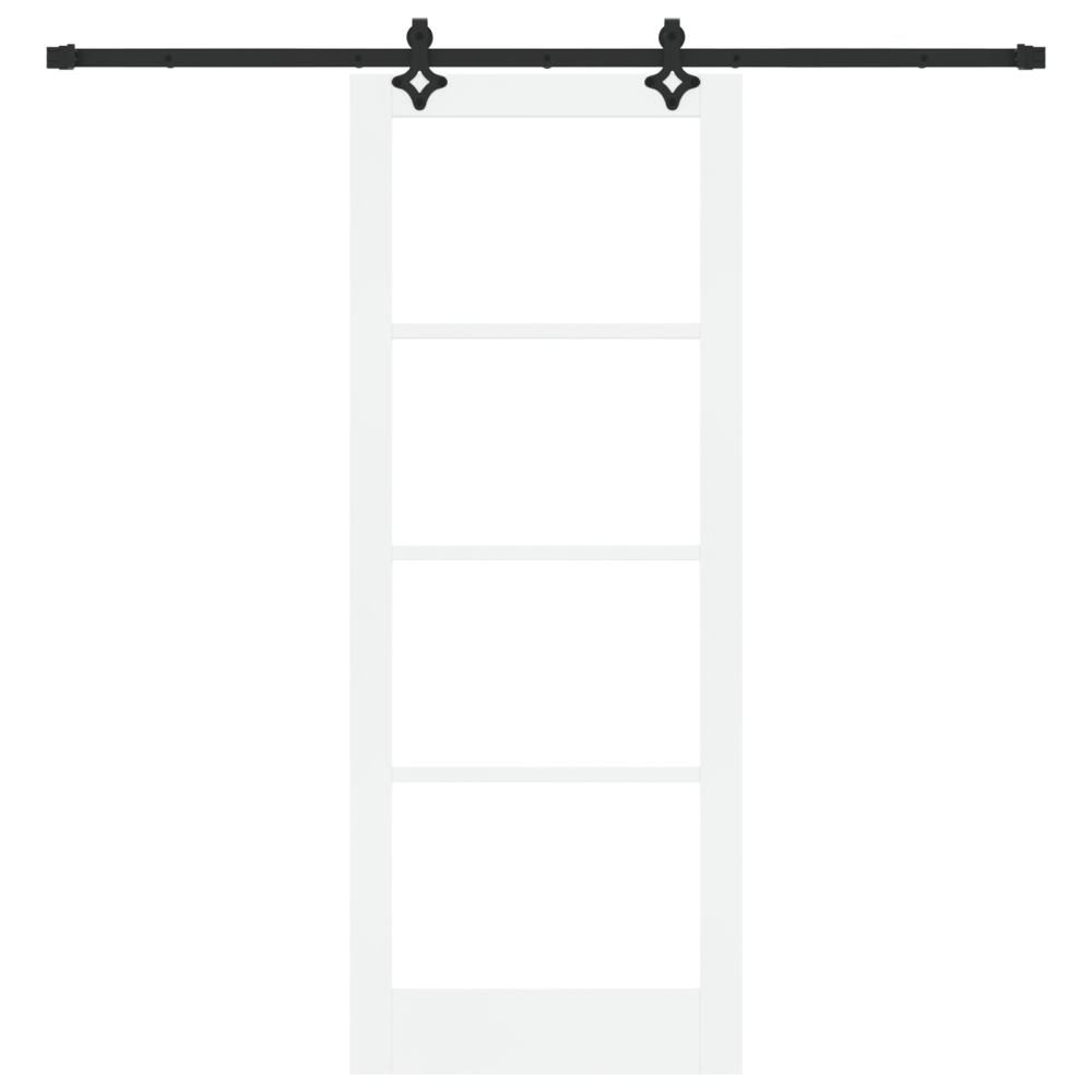 Produktbild för Skjutdörr Vit 83 x 211 cm Massivt tallträ och glas