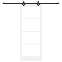 Produktbild för Skjutdörr Vit 83 x 211 cm Massivt tallträ och glas
