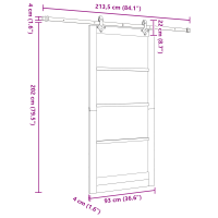 Produktbild för Skjutdörr Naturfärg 93 x 202 cm Massivt tallträ och glas