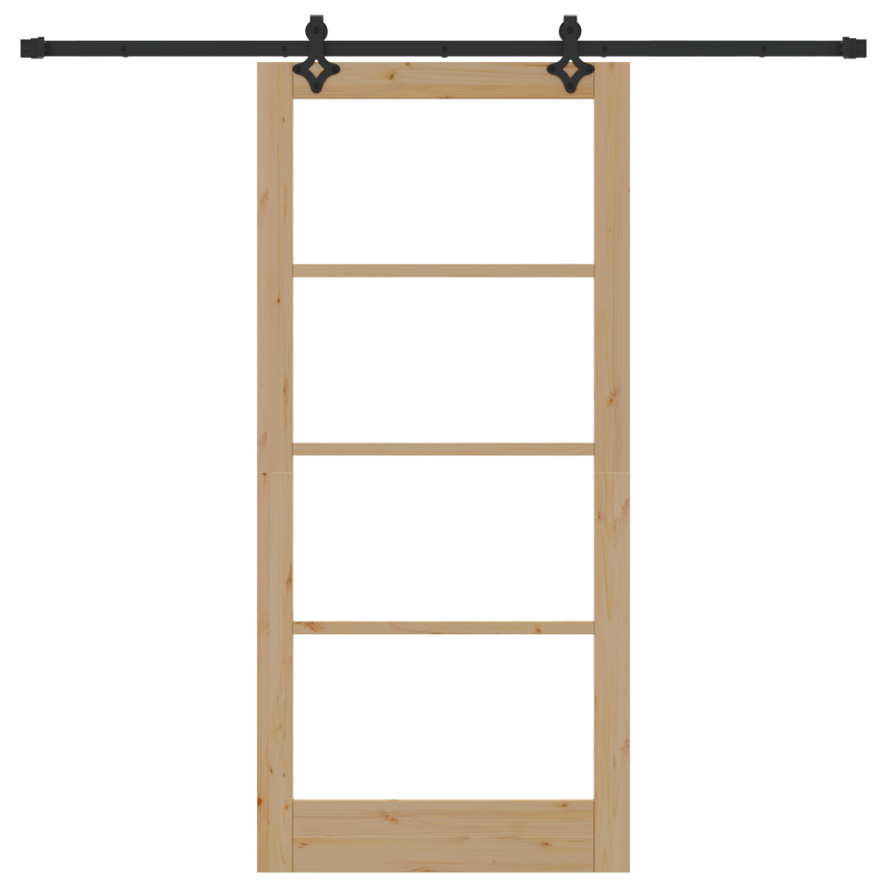 Produktbild för Skjutdörr Naturfärg 93 x 202 cm Massivt tallträ och glas