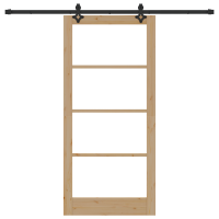 Produktbild för Skjutdörr Naturfärg 93 x 202 cm Massivt tallträ och glas