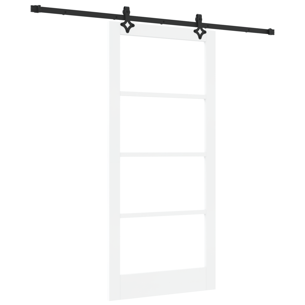 Produktbild för Skjutdörr Vit 93 x 202 cm Massivt tallträ och glas