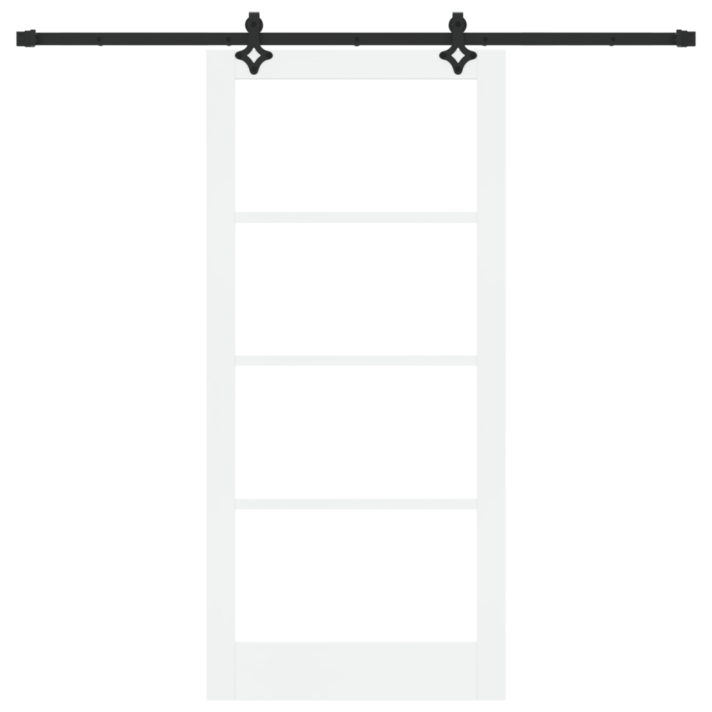 Produktbild för Skjutdörr Vit 93 x 202 cm Massivt tallträ och glas