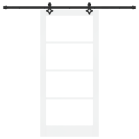 Produktbild för Skjutdörr Vit 93 x 202 cm Massivt tallträ och glas