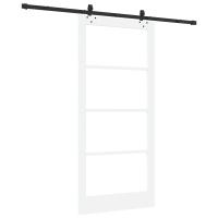 Produktbild för Skjutdörr Vit 93 x 202 cm Massivt tallträ och glas