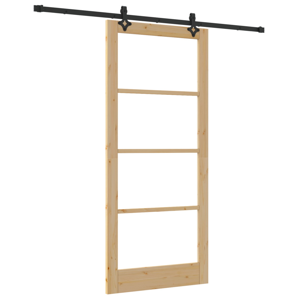 Produktbild för Skjutdörr Naturfärg 93 x 211 cm Massivt tallträ och glas