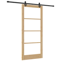 Produktbild för Skjutdörr Naturfärg 93 x 211 cm Massivt tallträ och glas