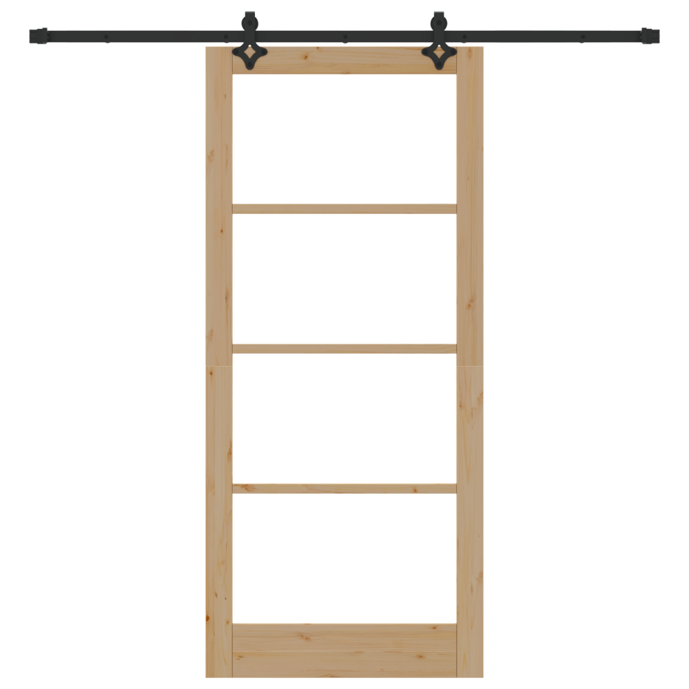 Produktbild för Skjutdörr Naturfärg 93 x 211 cm Massivt tallträ och glas