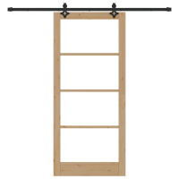 Produktbild för Skjutdörr Naturfärg 93 x 211 cm Massivt tallträ och glas