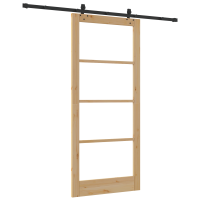 Produktbild för Skjutdörr Naturfärg 93 x 211 cm Massivt tallträ och glas